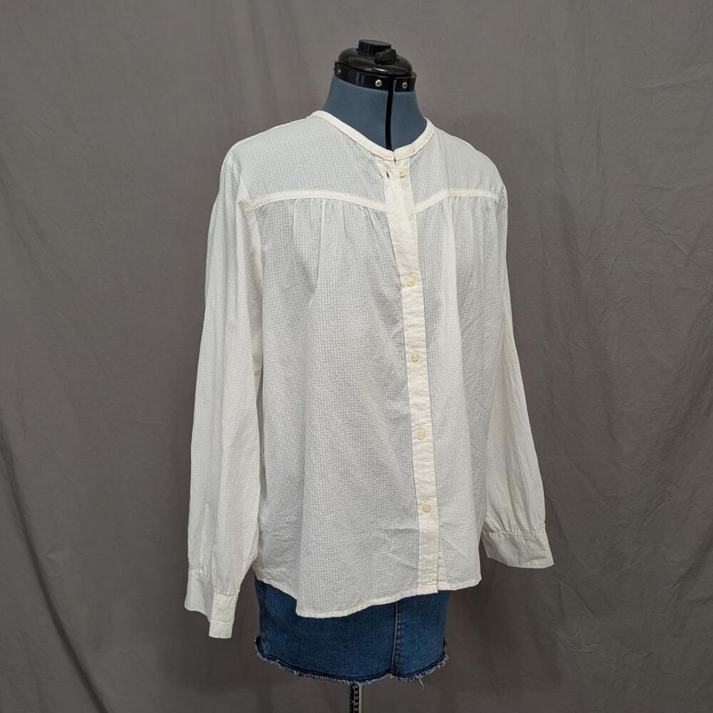 Free Assembly cream cotton textured button‑front blouse, size XXXL